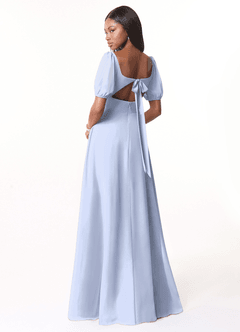 Azazie Alani Bridesmaid Dresses Ice A-Line Square Neckline Chiffon Dress image2