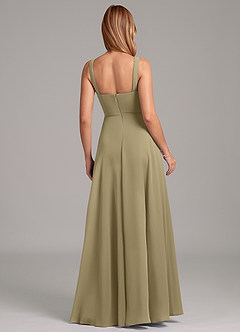 Azazie Shaude Bridesmaid Dresses Moss Green A-Line Pleated Chiffon Dress image2
