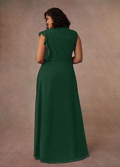 Azazie Narine Mother of the Bride Dresses Dark Green A-Line High Neckline Pleated Chiffon Dress image13