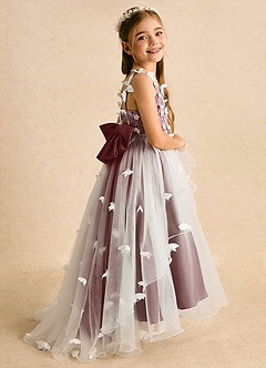 Azazie Darlina Flower Girl Dresses Ivory Desert Rose Ball-Gown Lace Tulle Dress image1