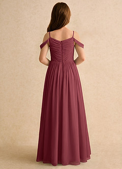 Azazie Chelo Girls Formal Flower Girl Dresses Merlot A-Line Pleated Chiffon Dress image2