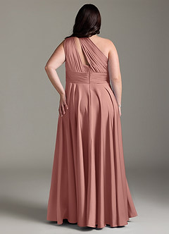 Azazie Charlize Robes de demoiselle d'honneur Robe Trapèze en Satin extensible Ue épaule Rosette image10