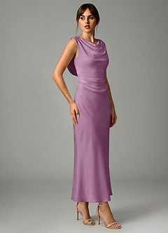 Azazie Kieryn Robes de demoiselle d'honneur Robe Sirène en Satin extensible Plissée Glycine image4