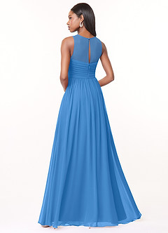 Azazie Nina Bridesmaid Dresses Blue Jay A-Line Pleated Chiffon Dress image2