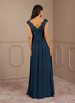 Azazie Amethyst Kleider für die Brautmutter A-Linie V-Hals Pailletten Chiffon Kleid Dunkelmarine image6