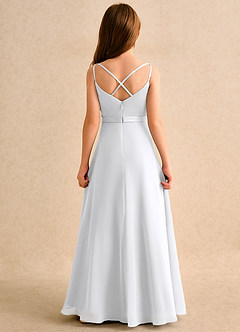 Azazie Umina Girls Formal Jurken voor bloemenmeisjes A-Lijn Jurk van Mat Satijn Geplooid Wit image2