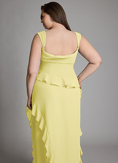 Azazie Sloane Bridesmaid Dresses Lemon Sorbet A-Line Sweetheart Neckline Chiffon Dress image15
