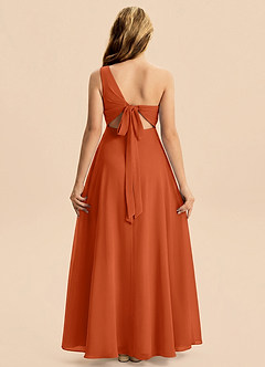 Azazie Phaedra Junior Burnt Orange A-Line Pleated Chiffon Dress image2