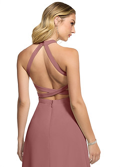 Azazie Clarice Bridesmaid Dresses Desert Rose A-Line Halter Chiffon Dress image5
