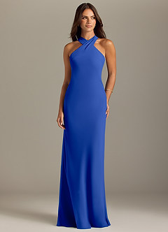 Azazie Doretta Bridesmaid Dresses Royal Blue Mermaid Pleated Chiffon Dress image1