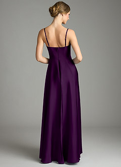 Azazie Elle Vestidos de damas de honor Vestido de Uva de Satén Elástico de Corte en A con Plisado image5