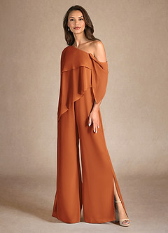 Azazie Halima Mother of the Bride Dresses Cinnamon Jumpsuit/Pantsuit Side Slit Chiffon Dress image6