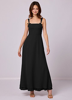 Barbie ♥ Azazie Bridesmaid Dresses Black A-Line Pleated Chiffon Dress image3