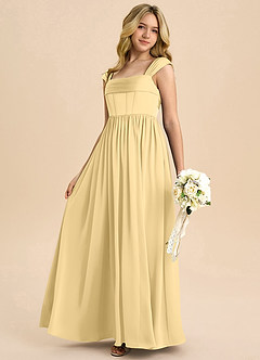 Azazie Hattie Junior Butter A-Line Pleated Stretch Satin Dress image6