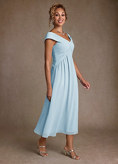 Azazie Mirta Suknie dla Matki Panny Młodej Linia A Pofałdowany Kwiatowe wypalenie Długość herbaty Sukienka image3