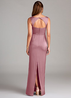 Azazie Flori Bridesmaid Dresses Vintage Mauve Sheath Side Slit Stretch Satin Dress image2