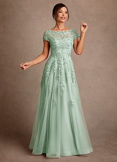 Azazie Jalinda Abiti per la Madre della Sposa Abito A-Line in Chiffon Pizzo Agave image3