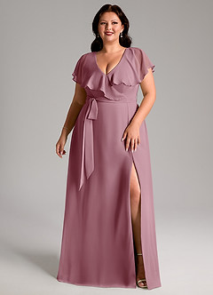 Azazie Lainey Bridesmaid Dresses Vintage Mauve A-Line with Pockets Chiffon Dress image10