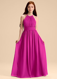 Azazie Malone Junior Jurk van Chiffon met A-Lijn Geplooid Fuchsia image1