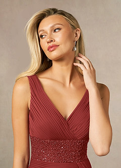 Azazie Winona Mother of the Bride Dresses Rust Mermaid Sequins Mesh Dress image6