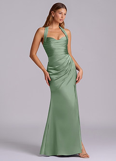Azazie Destiny Bridesmaid Dresses Matcha Mermaid Sweetheart Neckline Stretch Satin Dress image3