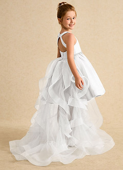 Azazie Julietta Robe Demoiselle D'honneur Fillette Robe Princesse en Tulle Convertible Blanc image6