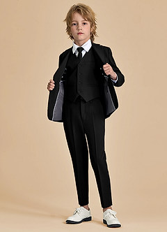 front Oliver Boys Black 5-Piece Suit