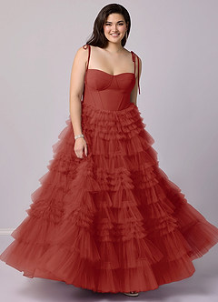 Barbie ♥ Azazie Bridesmaid Dresses Terracotta A-Line Sweetheart Neckline Tulle Dress image6