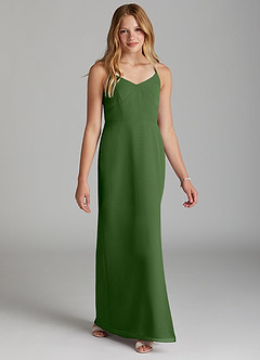 Azazie Becca Junior Olive Mermaid Chiffon Dress image5