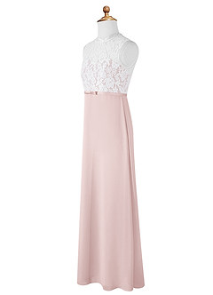 Azazie Rana Junior Blushing Pink A-Line Lace Chiffon Dress image7