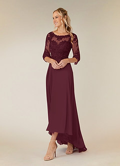 Azazie Monza Mother of the Bride Dresses Cabernet A-Line Lace Chiffon Dress image2