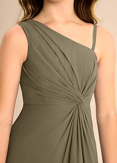 Azazie Brooke Junior Willow Green A-Line Side Slit Chiffon Dress image7