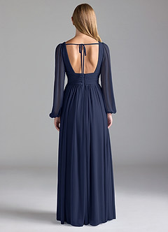 Azazie Norah Bridesmaid Dresses Dark Navy A-Line Mesh Dress image6
