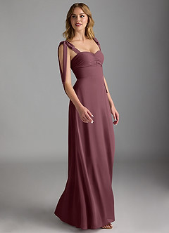 Azazie Lizet Brautjungfernkleider A-Linie Herzausschnitt Chiffon Kleid Sangria image3