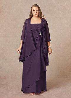 Azazie Weisz Mother of the Bride Dresses Plum A-Line Square Neckline Pleated Chiffon Dress image7