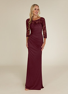 Azazie Alisondra Abiti per la Madre della Sposa Abito Tubino in Pizzo in Pizzo con Scollo a U Cabernet image1