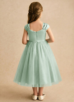 Azazie Yosemite Robe Demoiselle D'honneur Fillette Robe Princesse en Tulle Encolure en Forme de Cœur Agave image2