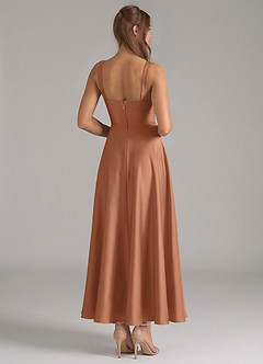 Azazie Shaude Bridesmaid Dresses Bronzer A-Line Pleated Stretch Satin Dress image6
