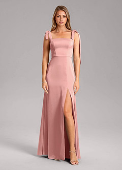 Azazie Frostine Bridesmaid Dresses Rosette A-Line Bow Stretch Satin Dress image5