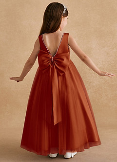 Azazie Cookie Flower Girl Dresses Paprika A-Line Bow Tulle Dress image1