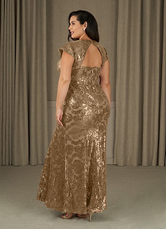 Azazie Korinna Mère de la mariée Robes Robe Sirène en Paillettes Taupe image8