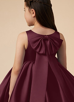 Azazie Bo Peep vestidos de niña de las flores Vestido de Cabernet de Satin Mate de Acampanado con Lazo image5