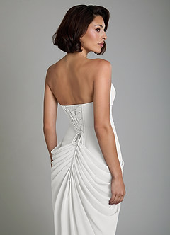 Azazie Nyra Bridesmaid Dresses White Sheath Corset Chiffon Dress image4