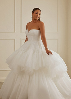 Christian Siriano Bridal for Azazie 2007 Robes de mariée Robe Princesse en Tulle Paillettes Blanc Diamant Cacao image14