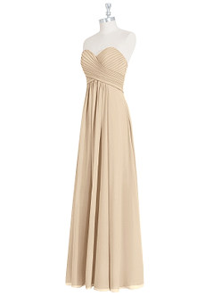 Azazie Yazmin Robes de demoiselle d'honneur Robe Trapèze Convertible en Mousseline de soie Encolure en Forme de Cœur Champagne image10