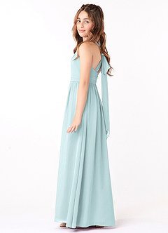 Azazie Jaylah Junior A-Linie Gestreift Chiffon Kleid Nebel image3