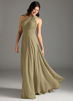 Azazie Charlize Bridesmaid Dresses Moss Green A-Line One Shoulder Chiffon Dress image1
