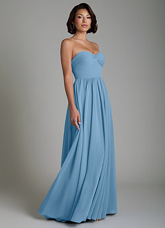 Azazie Petra Bridesmaid Dresses Steel Blue A-Line Corset Chiffon Dress image5