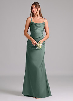 Azazie Lucille Bridesmaid Dresses Sea Moss Mermaid Strapless Stretch Satin Convertible Dress image7
