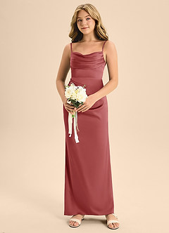 Azazie Mai Junior Klä av A-Line i Stretch Satin Älskling Halsringning image4